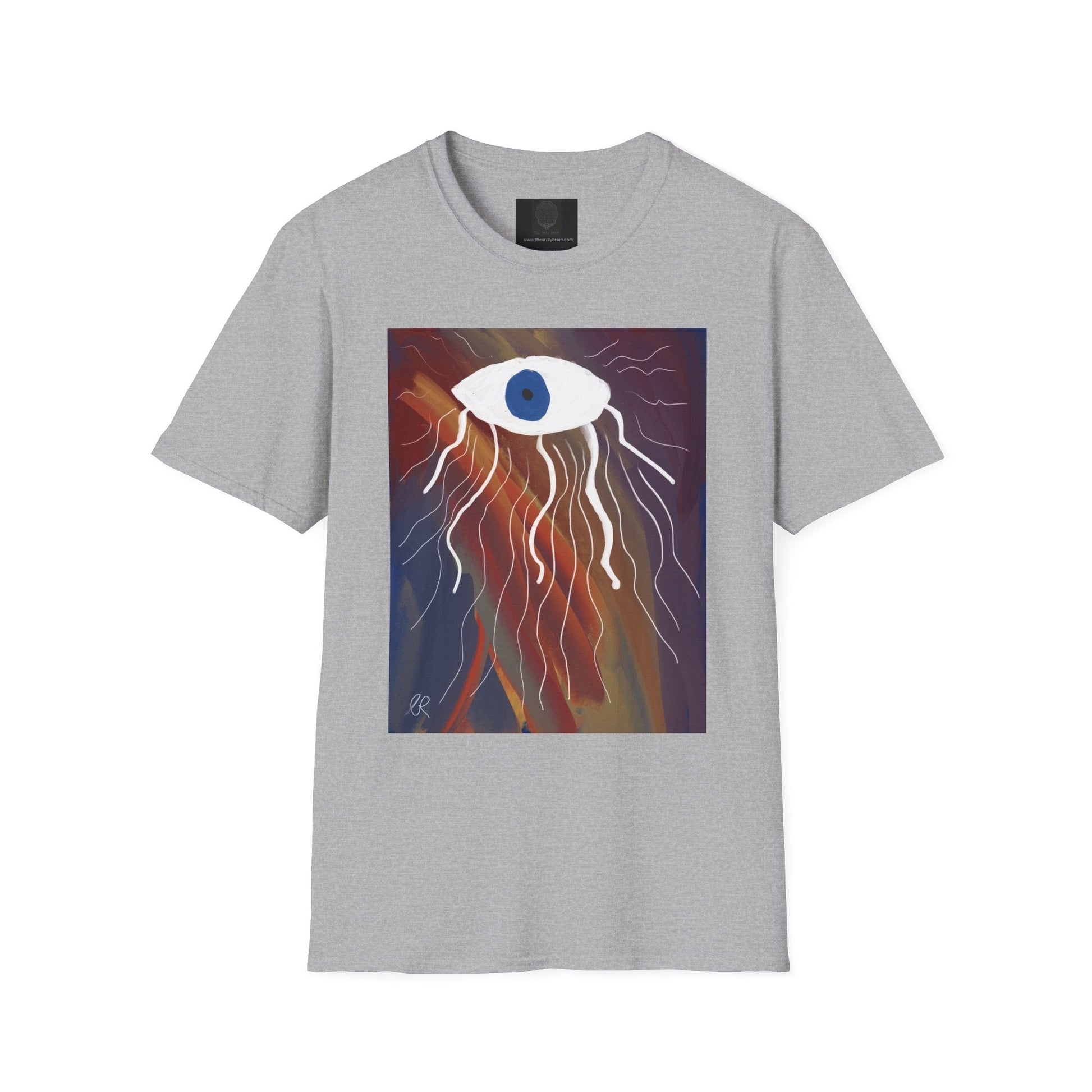 Mystic Eye Art T-Shirt — Abstract Blue Eye with Flowing Colorful Tears - The Artsy Brain