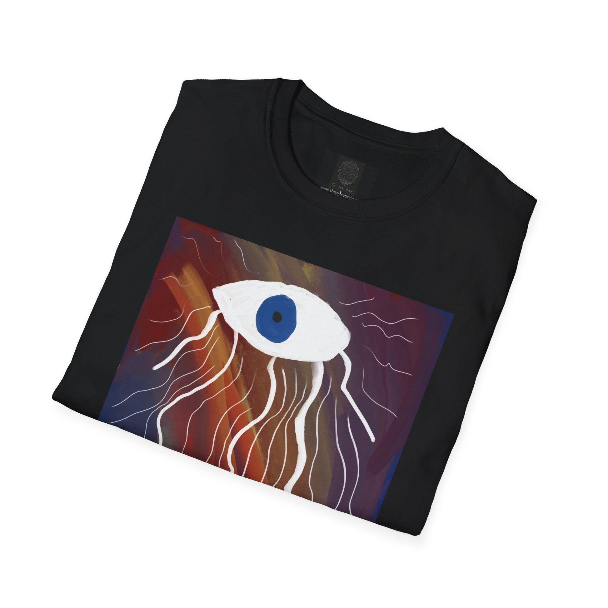 Mystic Eye Art T-Shirt — Abstract Blue Eye with Flowing Colorful Tears - The Artsy Brain