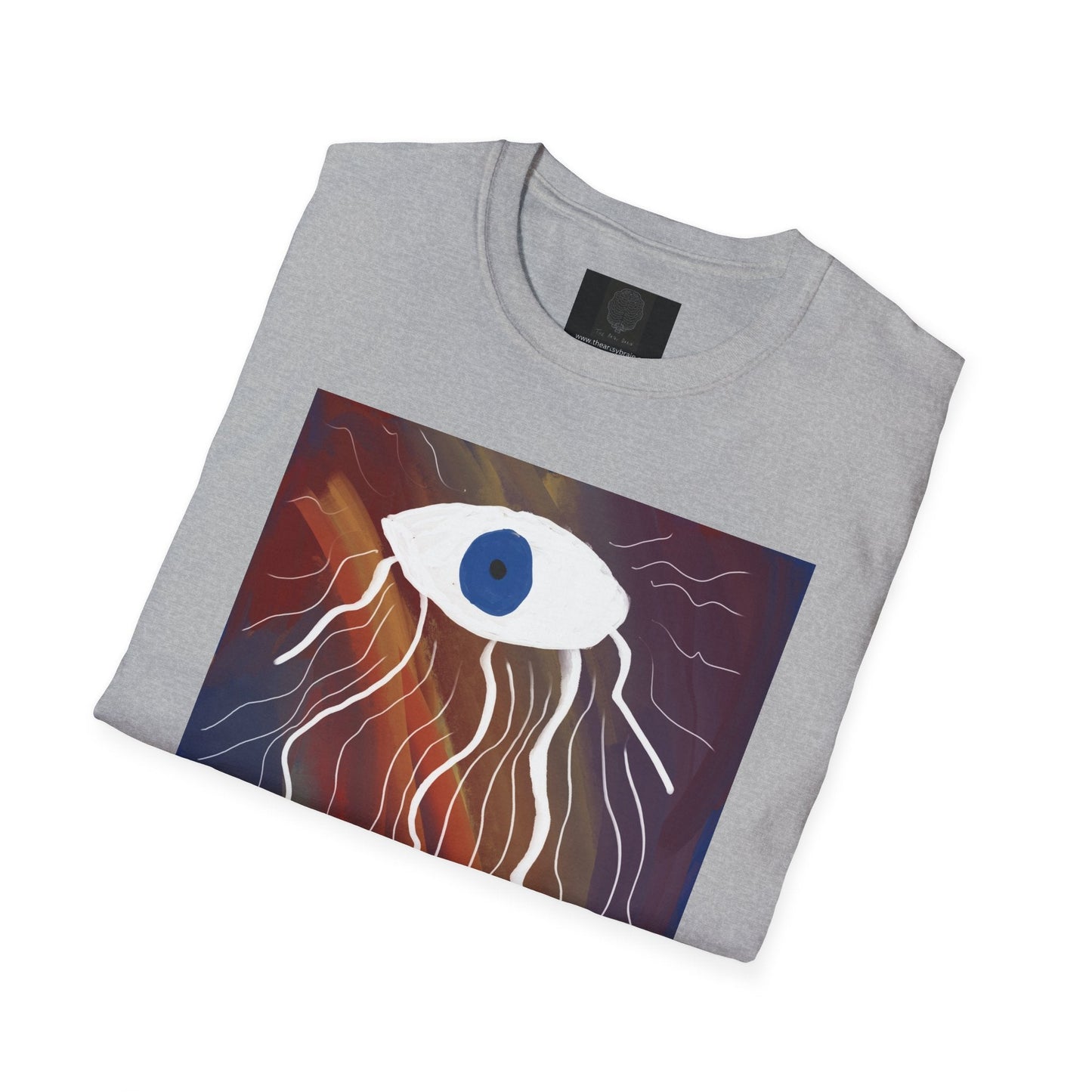 Mystic Eye Art T-Shirt — Abstract Blue Eye with Flowing Colorful Tears - The Artsy Brain