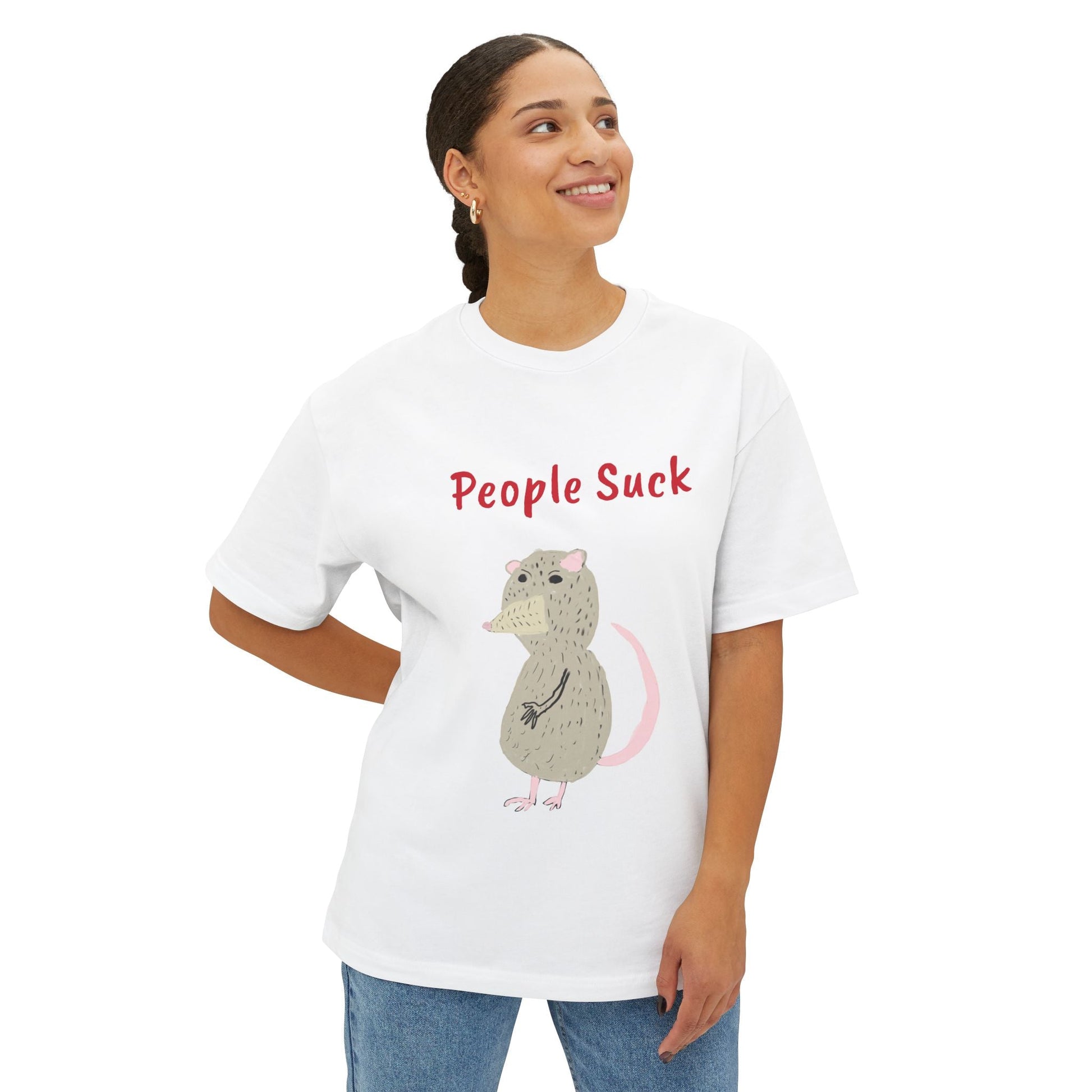 People Suck Possum Graphic Tee — Funny Sarcastic Oversized T-Shirt - The Artsy Brain