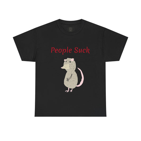 People Suck Possum T-Shirt — Cute Grumpy Opossum Graphic Tee - The Artsy Brain