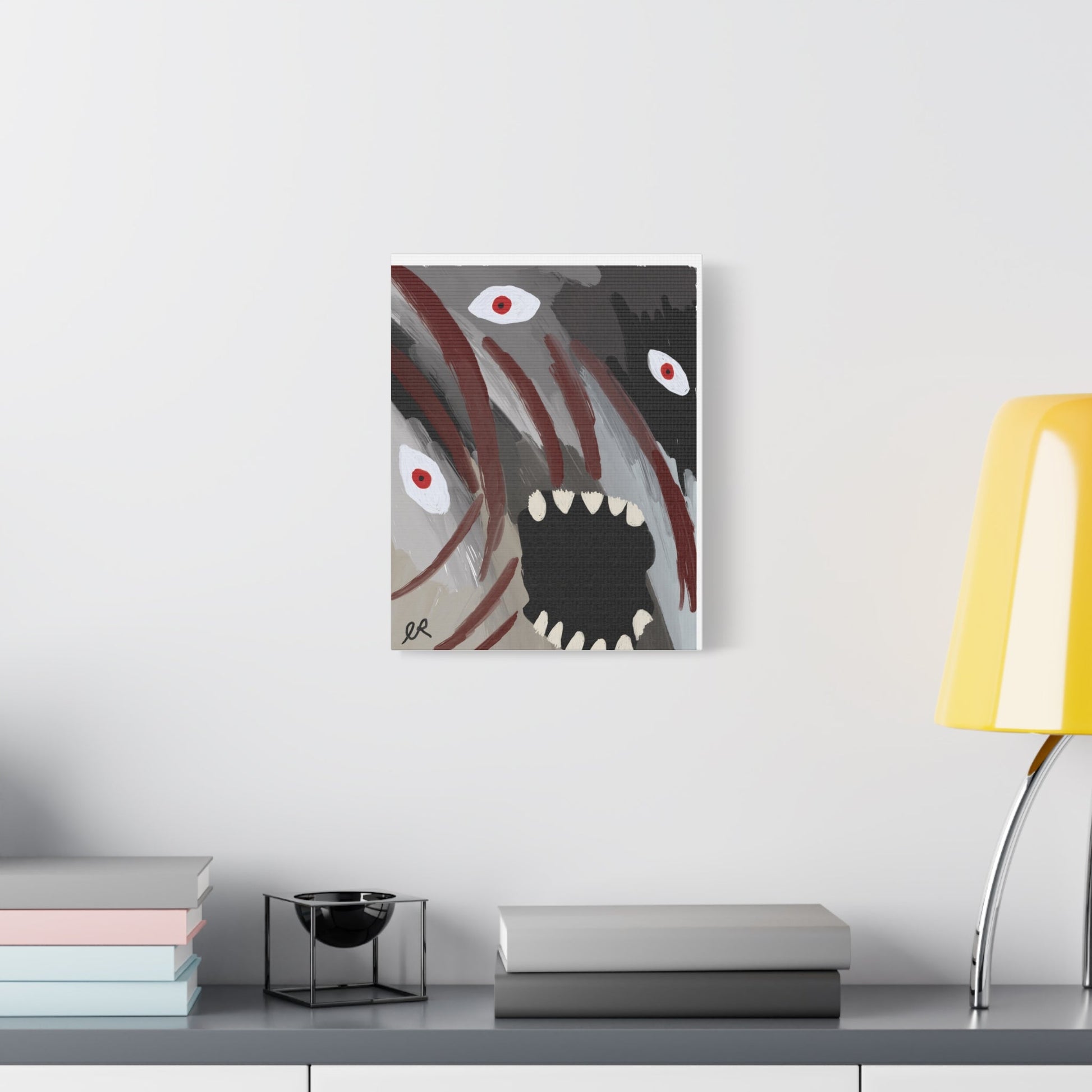 Static Scream Canvas Art Print — Screaming Monster with Red Eyes - The Artsy Brain