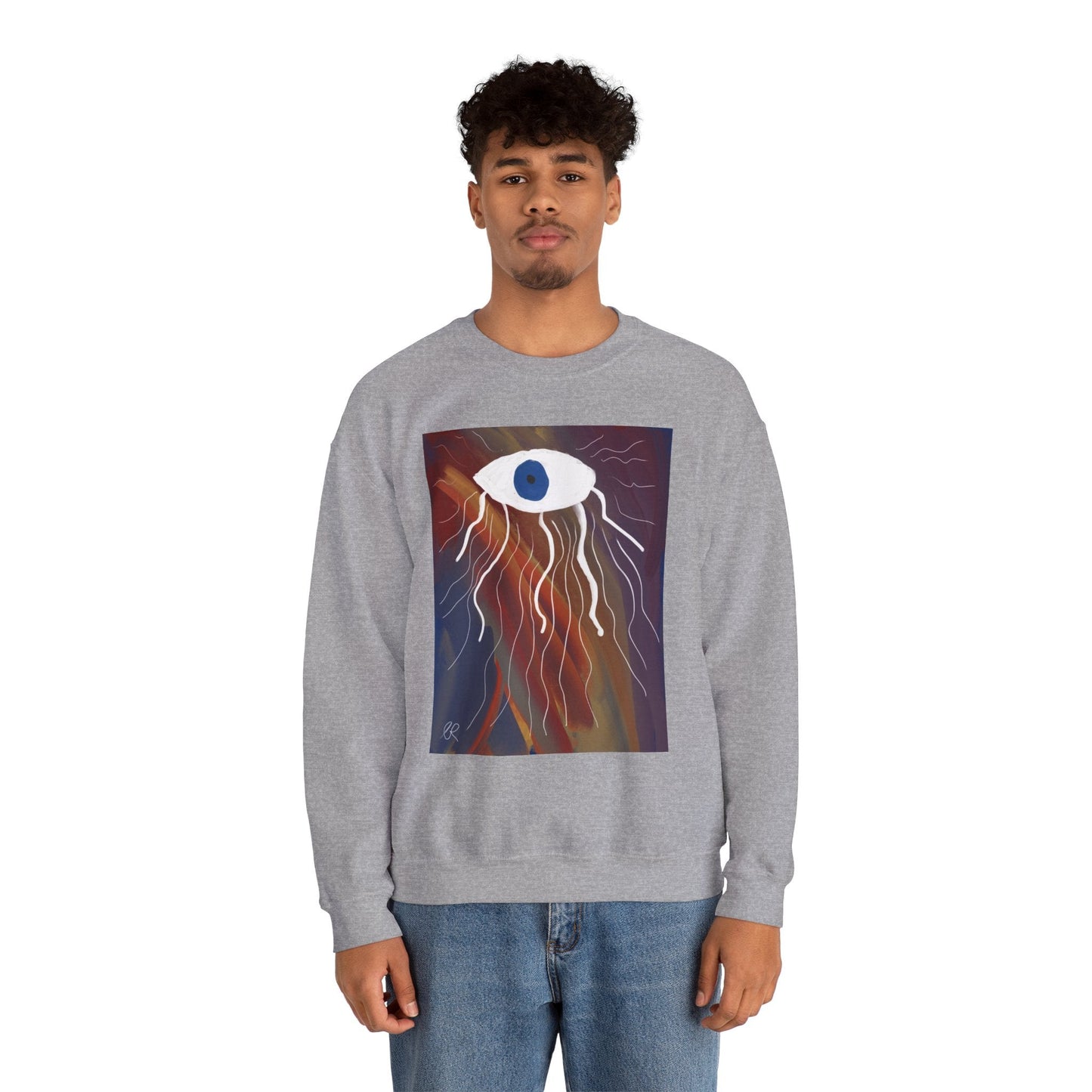 Surreal Eye Graphic Sweatshirt — Abstract Blue Eye Art Crewneck - The Artsy Brain