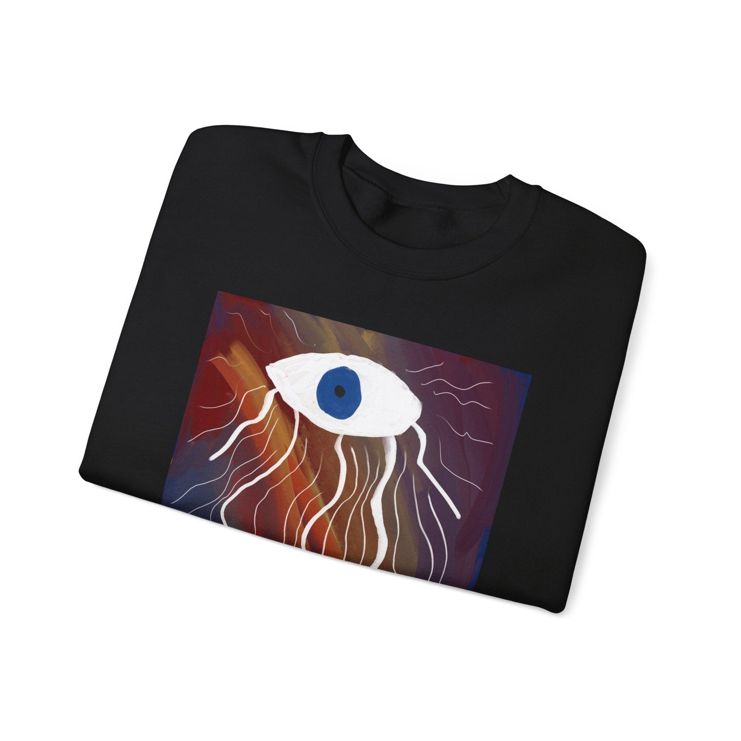 Surreal Eye Graphic Sweatshirt — Abstract Blue Eye Art Crewneck - The Artsy Brain