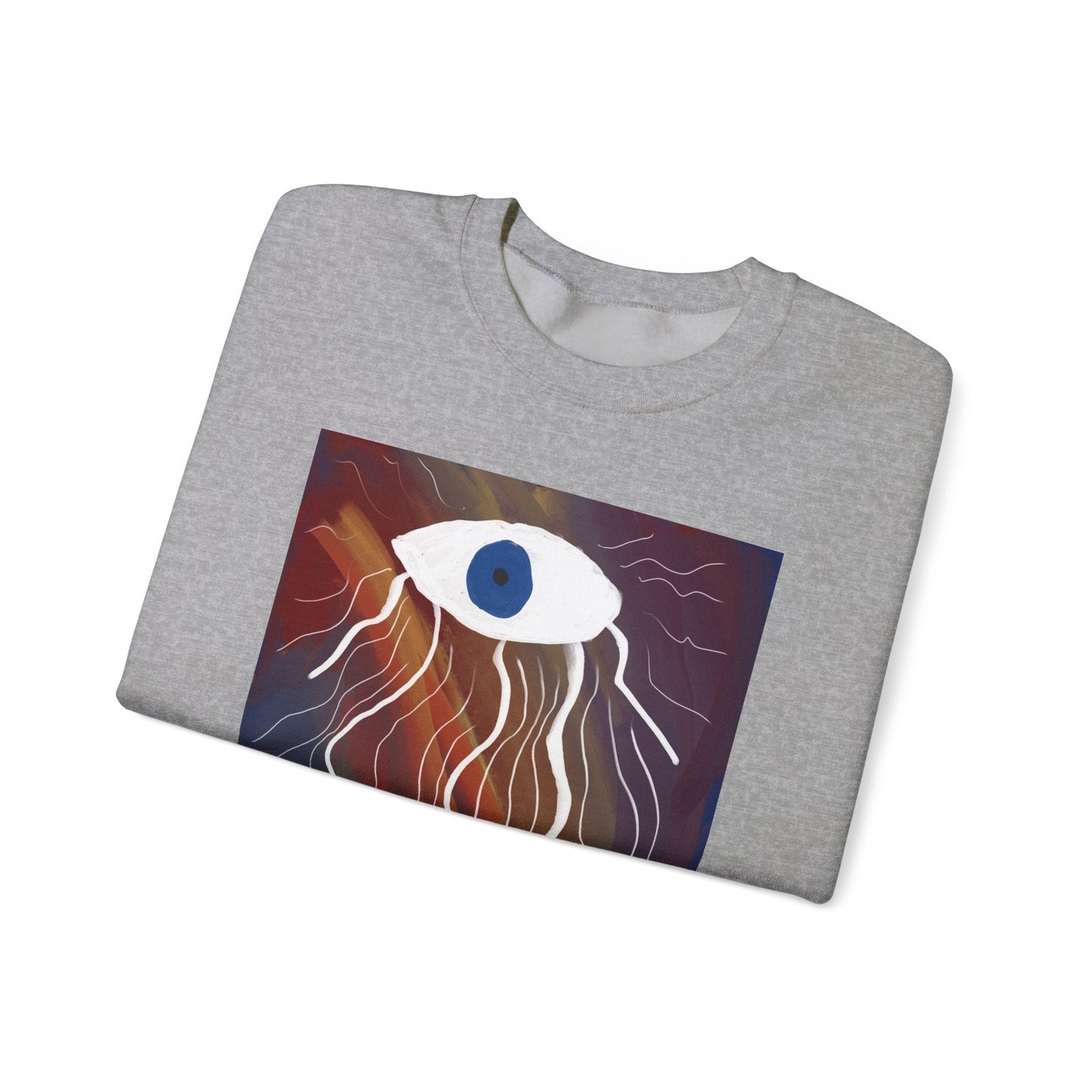 Surreal Eye Graphic Sweatshirt — Abstract Blue Eye Art Crewneck - The Artsy Brain