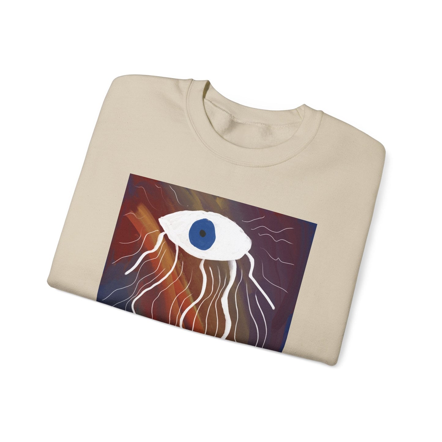 Surreal Eye Graphic Sweatshirt — Abstract Blue Eye Art Crewneck - The Artsy Brain