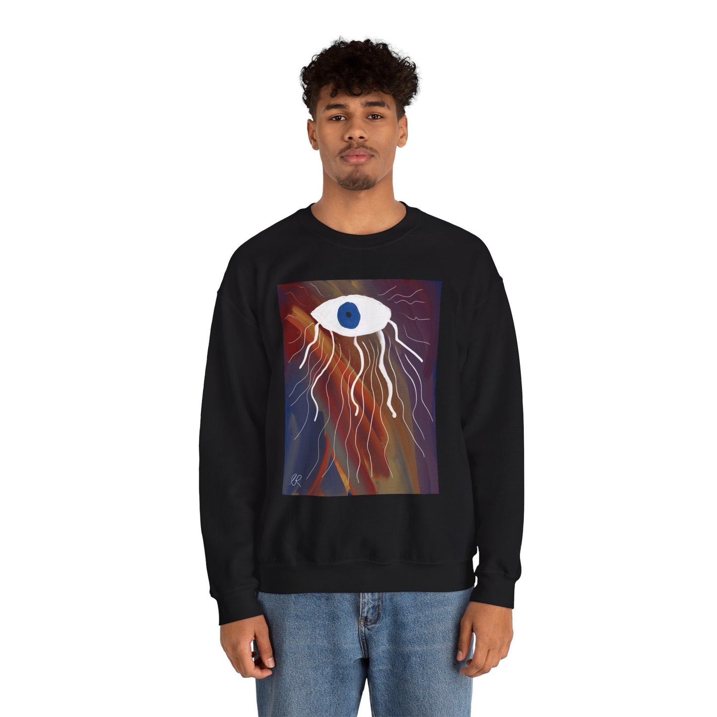 Surreal Eye Graphic Sweatshirt — Abstract Blue Eye Art Crewneck - The Artsy Brain
